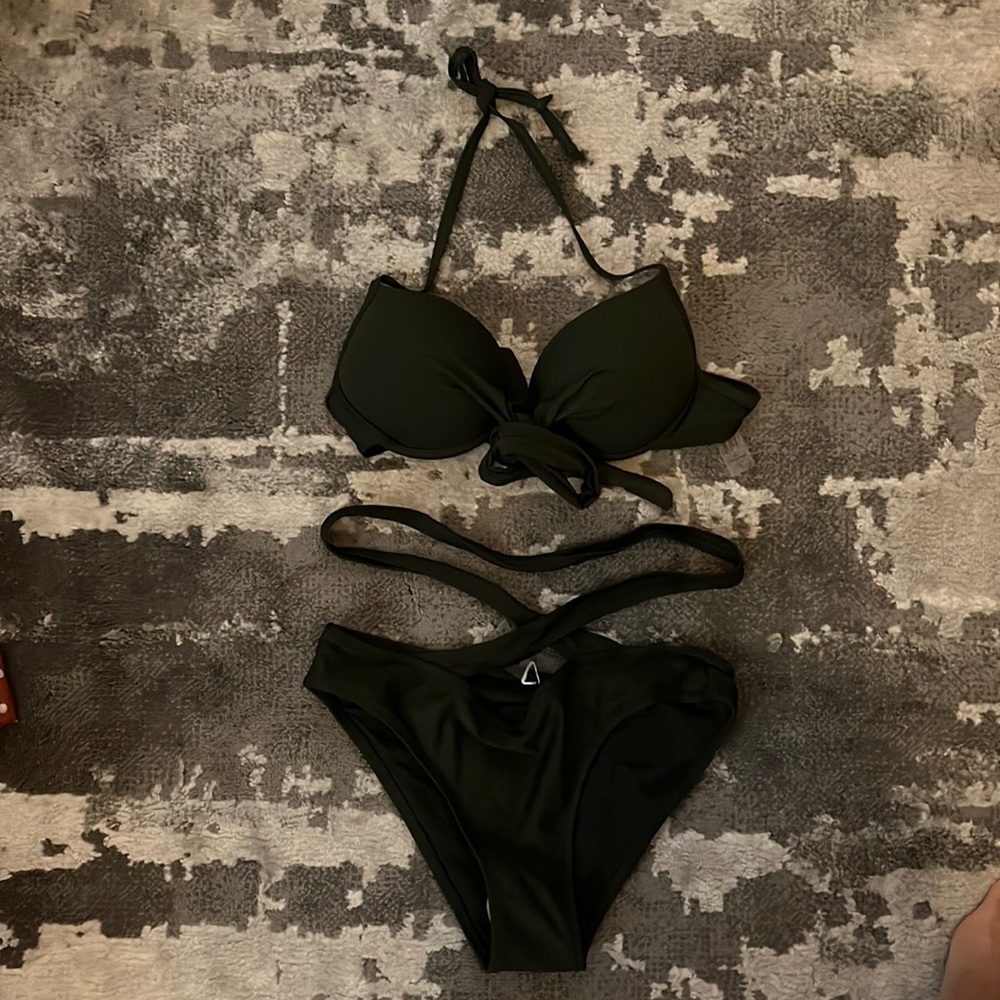 Olive green bathing suit